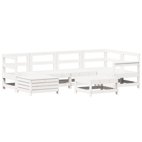 vidaXL Salon de jardin 7 Pièces blanc bois de pin massif