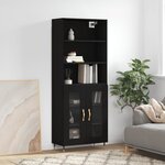 vidaXL Buffet haut Noir 69 5x34x180 cm Bois d'ingénierie