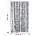 vidaXL Rideau anti-mouches gris et noir et blanc 118x220 cm chenille