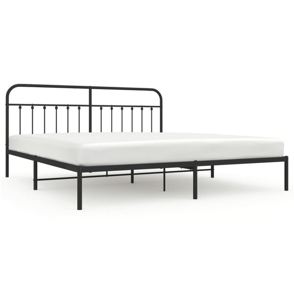 vidaXL Cadre de lit métal avec tête de lit noir 193x203 cm
