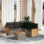 vidaXL Salon de jardin 6 Pièces avec coussins gris résine tressée