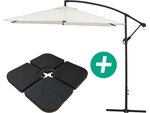 Parasol jardin déporté Alu "Ilios" - Rond - Ø 3 m - Ecru - Dalles incluses