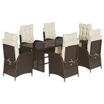 vidaXL Ensemble à manger de jardin et coussins 7 Pièces marron rotin