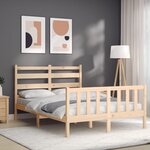 vidaXL Cadre de lit avec tête de lit 120x200 cm bois massif