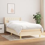 vidaXL Sommier à lattes de lit avec matelas Crème 100x200 cm Tissu