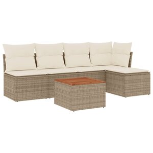 vidaXL Salon de jardin avec coussins 6 Pièces beige résine tressée
