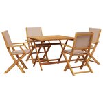 vidaXL Ensemble à manger de jardin 5 Pièces taupe tissu et bois massif