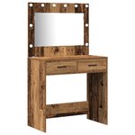 vidaXL Ensemble de table de maquillage à 2 pièces avec LED en bois ancien