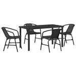vidaXL Ensemble de salle à manger de jardin 5 pièces Noir Poly Rattan