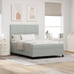 Lit à ressorts vidaXL avec matelas et lumière LED gris clair 140x190 cm en velours