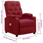 vidaXL Fauteuil de massage Rouge bordeaux Tissu