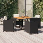 vidaXL Ensemble à dîner de jardin avec coussins 5 Pièces poly rotin noir