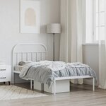vidaXL Cadre de lit métal avec tête de lit blanc 107x203 cm