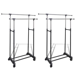 vidaXL Porte-manteaux réglables 2 Pièces 2 rails d'accrochage