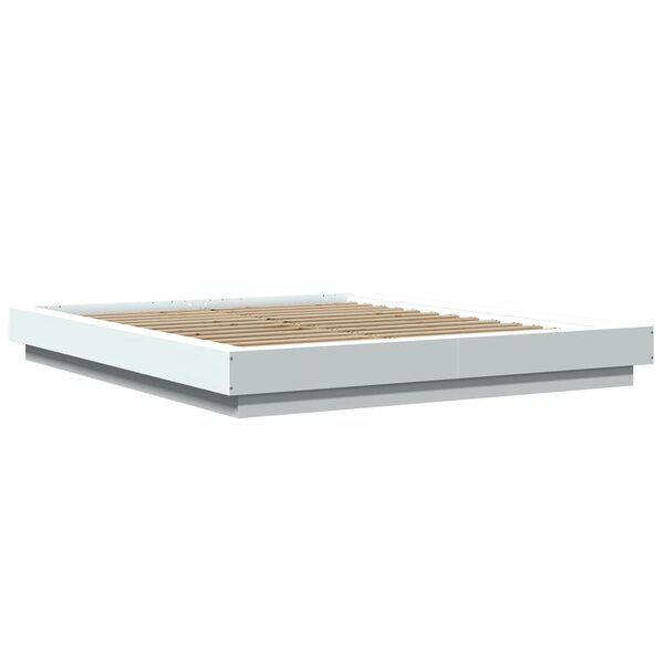 vidaXL Cadre de lit avec lumières LED blanc 160x200 cm bois ingénierie