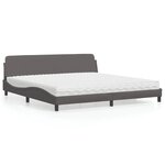 vidaXL Lit avec matelas gris 200x200 cm similicuir