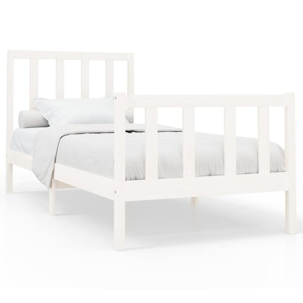 vidaXL Cadre de lit Blanc Bois de pin massif 90x200 cm