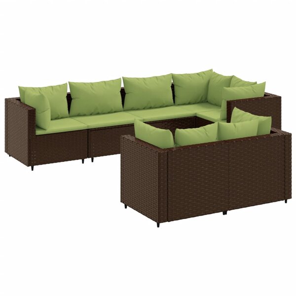 vidaXL Salon de jardin avec coussins 7 Pièces marron résine tressée