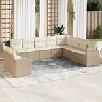 vidaXL Salon de jardin avec coussins 10 Pièces beige résine tressée
