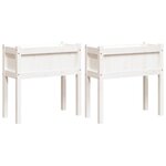 vidaXL Jardinières 2 Pièces avec pieds blanc bois de pin massif