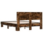 vidaXL Cadre de lit chêne fumé 120x190 cm bois d'ingénierie et métal