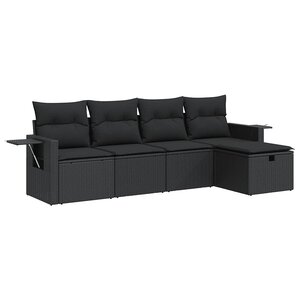 vidaXL Salon de jardin 5 Pièces avec coussins noir résine tressée