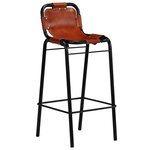 vidaXL Ensemble de bar 3 Pièces Bois massif recyclé et cuir de chèvre