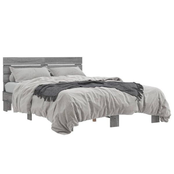 vidaXL Cadre de lit sans matelas sonoma gris 135x190 cm