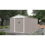 Abri de jardin en métal 8 84 m² - 277 x 319 x 202 cm - Kit d'ancrage inclus - Taupe