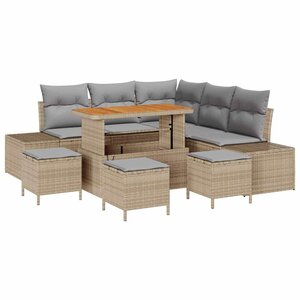 vidaXL Ensemble de canapé de jardin 8 Pièces Beige Poly rotin