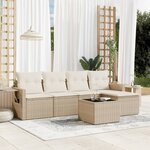 vidaXL Salon de jardin avec coussins 6 Pièces beige résine tressée