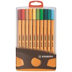 Colorparade de 10x20 stylos-feutres de dessin point 88 pointe 0 4mm en 20 couleurs assorties STABILO