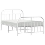 vidaXL Cadre de lit métal avec tête de lit/pied de lit blanc 120x190cm