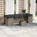 vidaXL Salon de jardin 8 Pièces avec coussins gris résine tressée