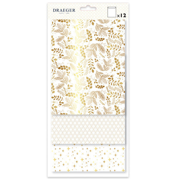 12 Sachets En Papier - Blanc Et Or À Chaud - Spécial Réveillon - Draeger paris