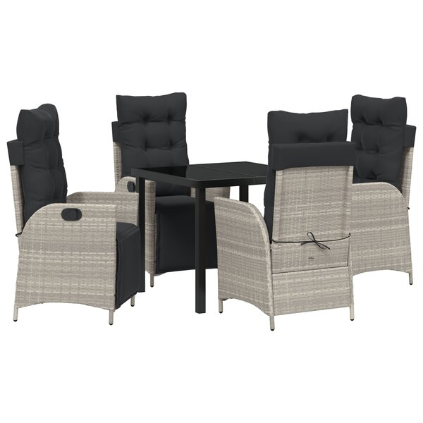 vidaXL Ensemble de salle à manger de jardin 5 pièces gris clair en poly rattan