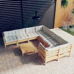 vidaXL Salon de jardin 9 Pièces avec coussins crème bois de pin