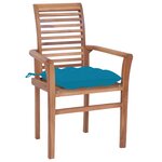 vidaXL Chaises à dîner 4 Pièces avec coussins bleu clair Bois de teck