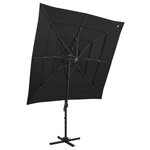 vidaXL Parasol à 4 niveaux avec mât en aluminium Noir 250x250 cm