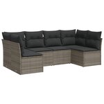vidaXL Salon de jardin 6 Pièces avec coussins gris résine tressée