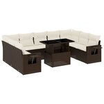 vidaXL Salon de jardin 10 Pièces avec coussins marron résine tressée