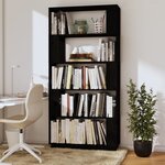 vidaXL Bibliothèque/Séparateur de pièce Noir 80x25x163 5 cm Pin massif
