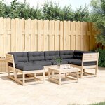 vidaXL Salon de jardin 6 Pièces avec coussins bois de pin massif