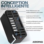 ACROPAQ Boite cache cable compatible France- cache multiprise avec multiprise intégrée- USB-A et USB-C- Rangement cable- 2500W- Noir