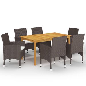 vidaXL Ensemble de salle à manger de jardin 7 Pièces Marron