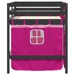 vidaXL Lit mezzanine enfants et rideaux rose 80x200cm bois pin massif