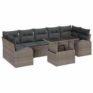 vidaXL Ensemble de canapé de jardin 8 Pièces Gris Poly Rattan