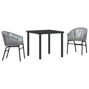 vidaXL Ensemble de salle à manger pour jardin 3 Pièces Gris Poly rotin