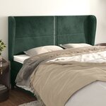 vidaXL Tête de lit avec oreilles Vert foncé 163x23x118/128 cm Velours