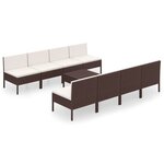 vidaXL Salon de jardin 9 Pièces avec coussins résine tressée marron
